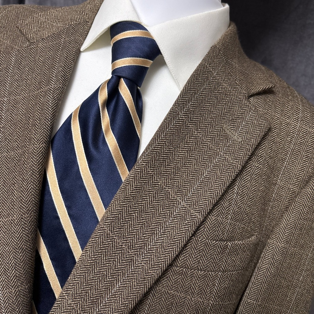 Jos A Bank Sport Coat 40R Brown Herringbone Windowpane Blazer Jacket Tweed